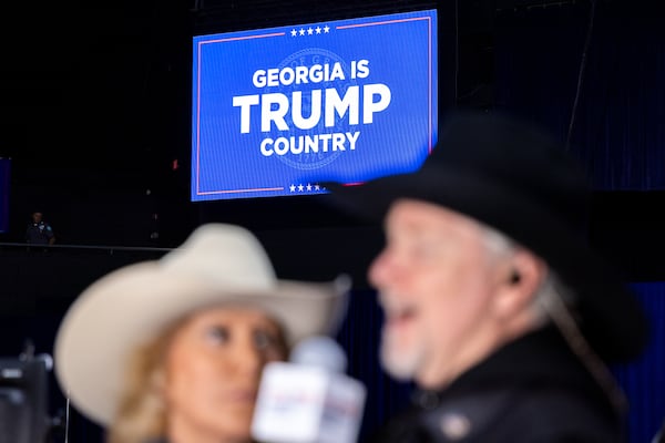 A sign that says “Georgia is Trump Country” was seen at a rally for Donald Trump in Rome earlier this year.