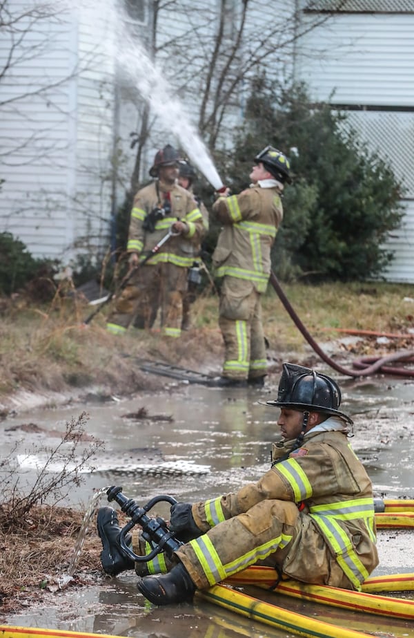 Crews battled a blaze Monday at a DeKalb complex where they have been called out to several times over the years.