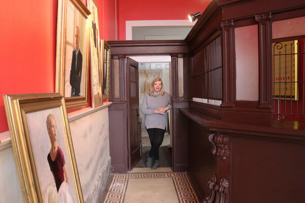 Artist June Blackstock inside the former Pierce Exchange Bank, founded in 1912 by her husband's great grandfather.