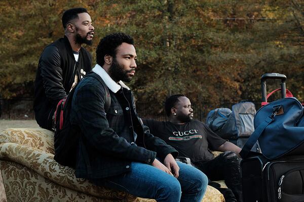 From left, LaKeith Stanfield, Donald Glover and Brian Tyree Henry star in "Atlanta." The FX series, which ended in 2022, won seven Emmy awards. Now, Glover is ending another chapter of his career - Childish Gambino, his rap alter ego. His final Childish Gambino show in Atlanta will be on Sept. 2, 2024. (FX/TNS)