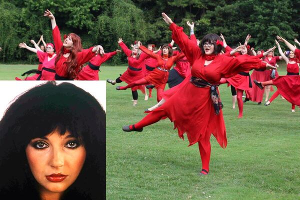 The first The Most Wuthering Heights Day Ever event celebrating Kate Bush (inset) happened at Candler Park in 2016. It returns there again on July 30. Organizer Kim Manning will be back in a red dress performing the "Wuthering Heights" music video dance. CAMERON ADAMS/ AP (inset)