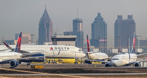 Jan. 11, 2023 ATLANTA: Delta Air Lines planes at Hartsfield-Jackson International Airport. (John Spink / John.Spink@ajc.com)

