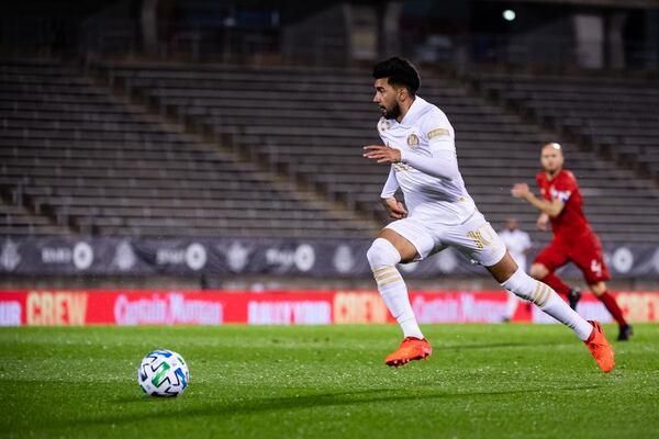 Atlanta United's Marcelino Moreno drives down field against Toronto Sunday in Connecticut.