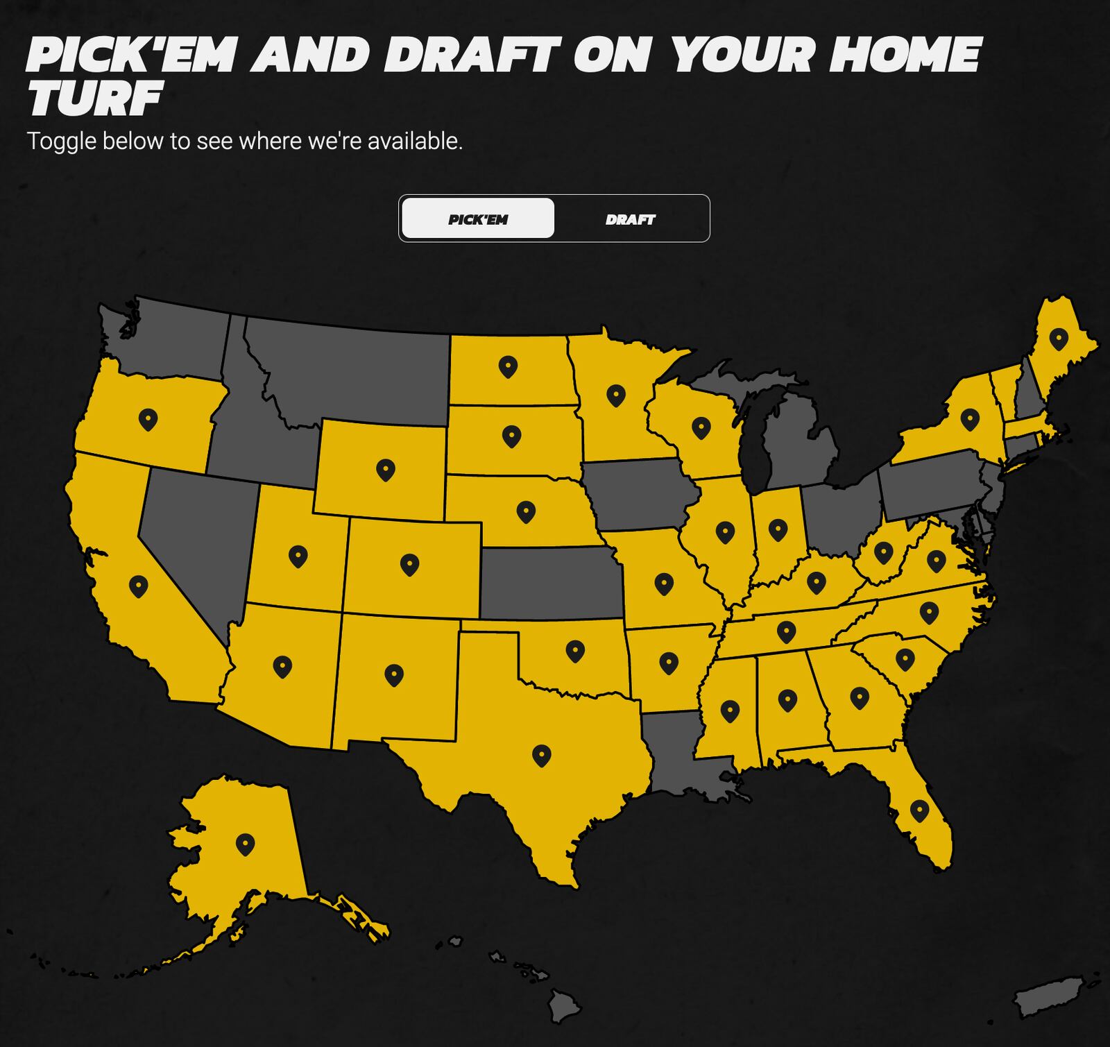 Underdog Fantasy Pick'em Available States