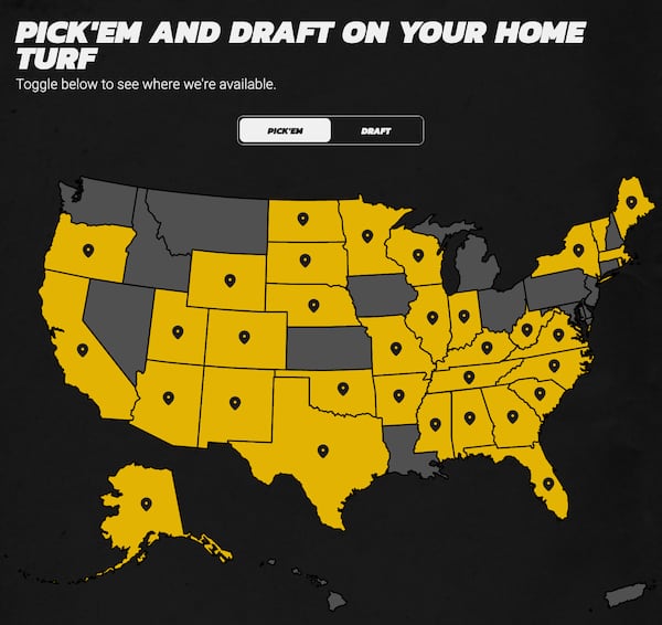 Underdog Fantasy Pick'em Available States