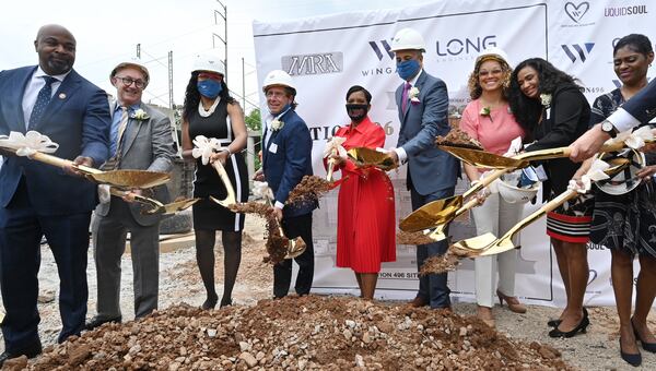 Atlanta Mayor Keisha Lance Bottoms participates in a groundbreaking ceremony in Old Fourth Ward for a new affordable multi-family community in April. (Hyosub Shin / Hyosub.Shin@ajc.com)