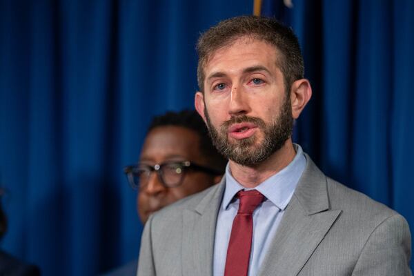 Public Rights Project Legal Director Josh Rosenthal represents the 4 district attorneys who are filing a lawsuit against the state of Georgia and commissioners in regards to Senate Bill 92 in Decatur on Wednesday, August 2, 2023. (Katelyn Myrick/katelyn.myrick@ajc.com)