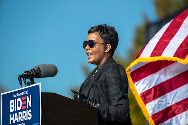 11/02/2020 —  Atlanta, Georgia — Atlanta Mayor Keisha Lance Bottoms speaks during a Biden-Harris rally in Atlanta’s Summerhill community, Monday, November 2, 2020. (Alyssa Pointer / Alyssa.Pointer@ajc.com)