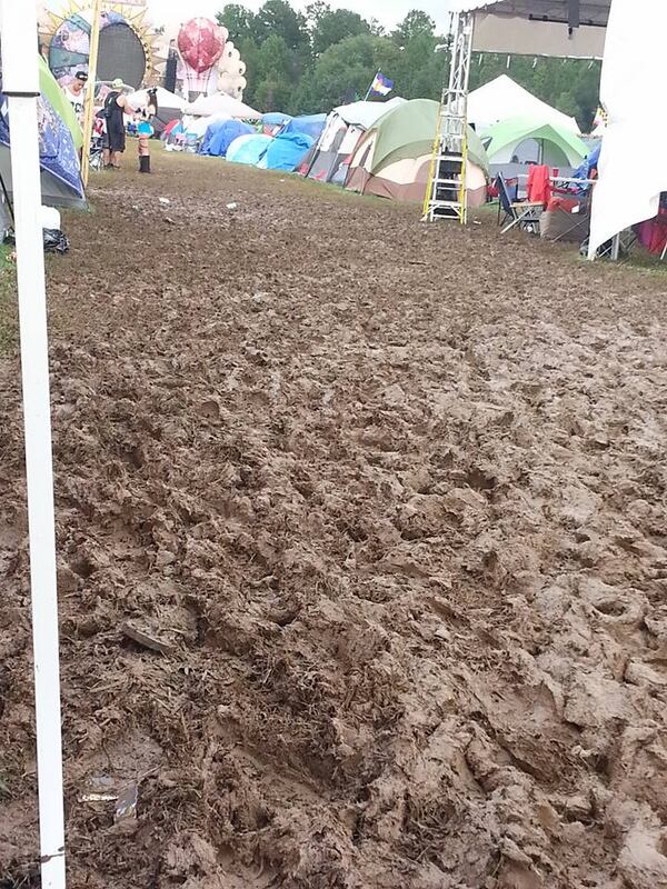 Nick Carpenter posted this photo of the muddy path to the bathrooms.