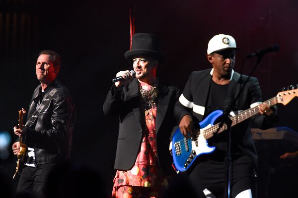 Boy George, flanked by Roy Hay and Mikey Craig, bust a groove. Photo: Perry Julien / http://www.julienphotography.com