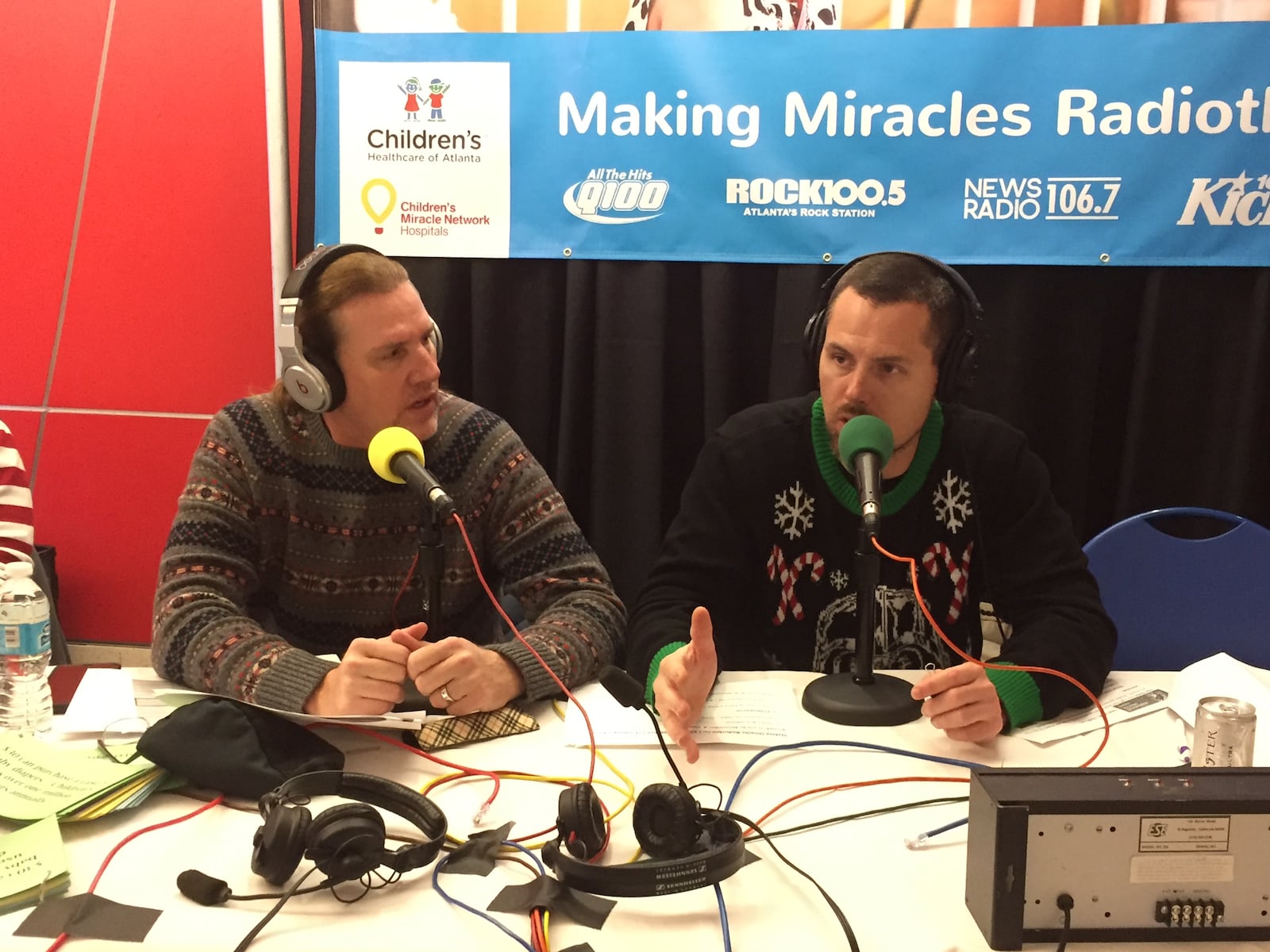 "Southside" Steve Rickman and Jason Bailey at the helm during the Children's Healthcare Radiothon. CREDIT: Rodney Ho/ rho@ajc.com