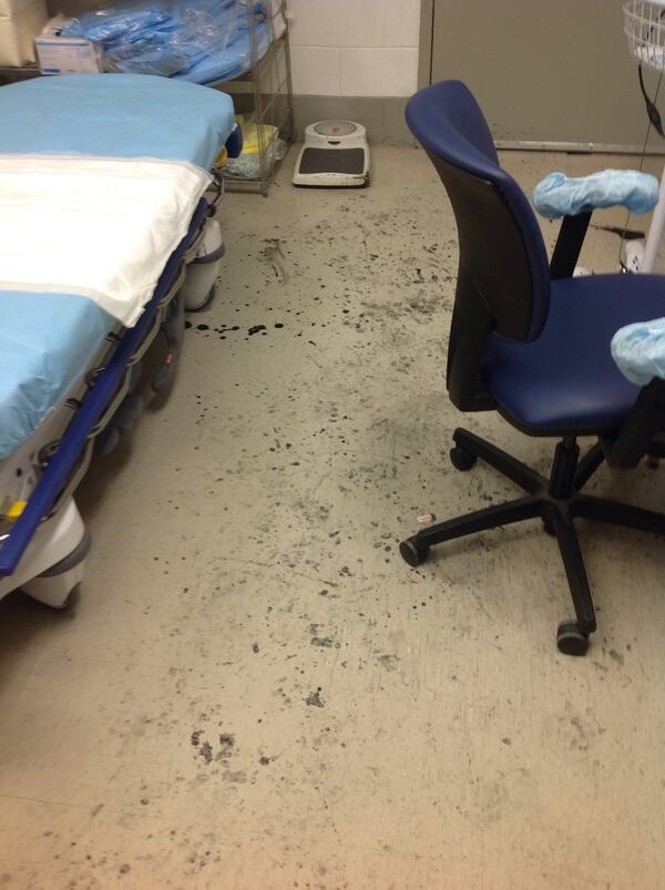 Among the housekeeping problems at Augusta State Medical Prison is dirt on the floor of the emergency room.