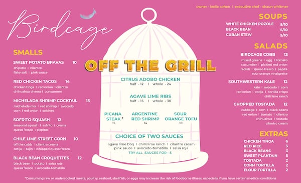 Birdcage menu