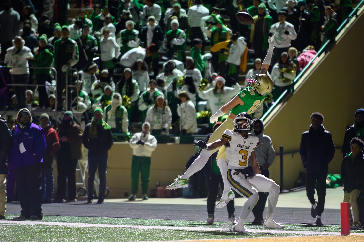 Buford tight end Hayden Bradley goes up for a catch. (Jamie Spaar for the Atlanta Journal Constitution)