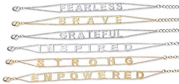 “The words you see below are the ones I want my girls at the Oprah Winfrey Leadership Academy to use to describe themselves. Now they can wear a delicate reminder right on their wrist.” - Oprah