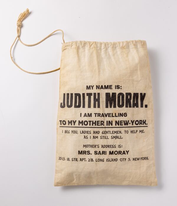 Still a child, Eva Judith Moray wore this drawstring bag around her neck while in transit from Europe to America, with her travel documents inside. Photo: The Breman Museum