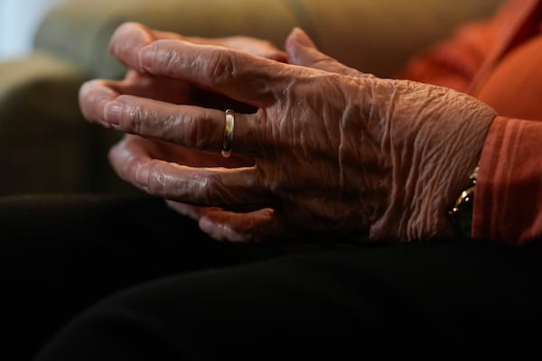 Sister JoAnn Persch, 90, a nun with the Sisters of Mercy, talks about her time helping immigrant families and asylum seekers Thursday, Feb. 20, 2025, in Alsip, Ill. (AP Photo/Erin Hooley)