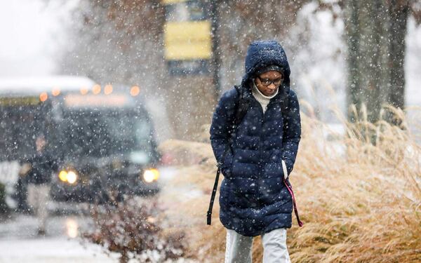 Kennesaw State University, like the rest of Cobb County, saw some snow Friday, Dec. 8, 2017.