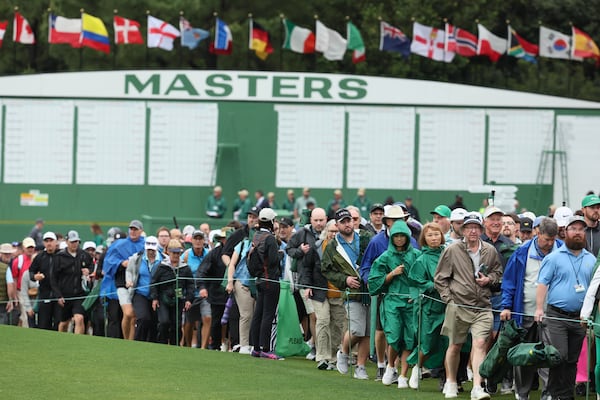 Patrons at the start 2024 Masters Tournament at Augusta National Golf Club, Thursday, April 11, 2024, in Augusta, Ga. Jason Getz / Jason.Getz@ajc.com)
