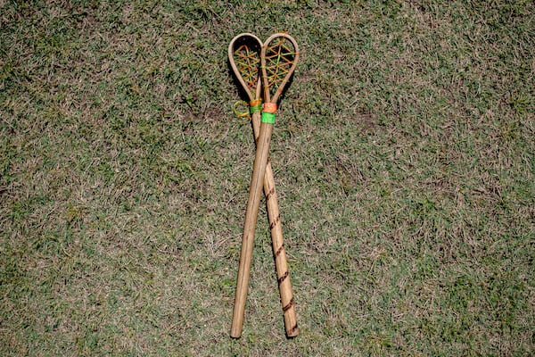 A pair of sticks used in the Native American sport of stickball. Courtesy of Kyle Hess/Georgia Swarm