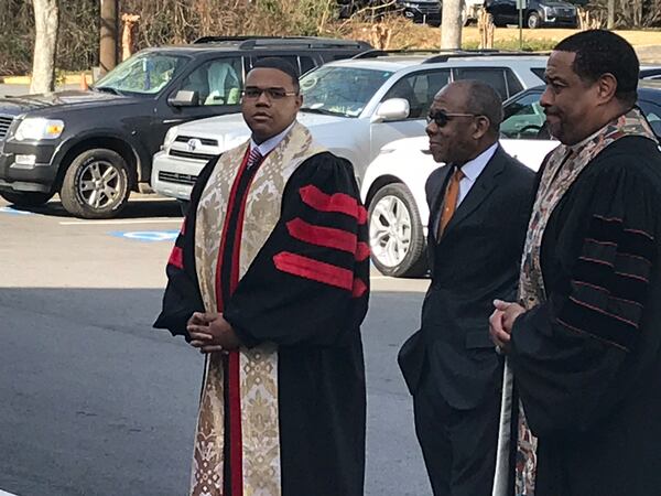  Rev. Dr. Kevin Murriel, senior pastor at Cascade United Methodist Church after Amanda Davis' funeral service. CREDIT: Rodney Ho/rho@ajc.com