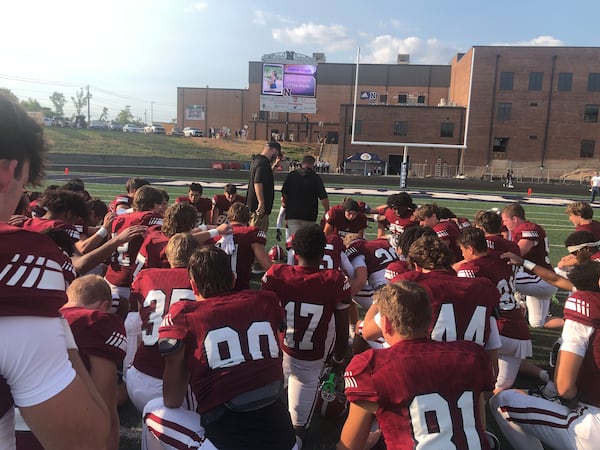 Northgate football players celebrate their 31-18 win over Whitewater in the Coweta-Fayette Kickoff Classic, Aug. 19, 2023.