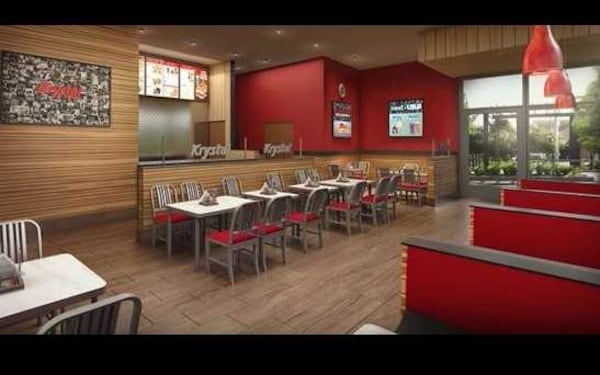 The re-design of the Krystal on South Cobb Parkway in Marietta will eventually happen to all stores.