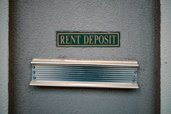 A rent deposit slot at an apartment complex in Tucker this summer. Fears of a crisis have mounted with the end of the eviction moratorium Saturday. (Melissa Golden/The New York Times)