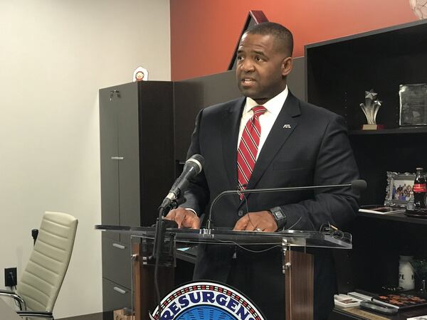 Atlanta City Council president and mayoral candidate Ceasar Mitchell holds press conference to respond to criticism from Mayor Kasim Reed. (credit: Kelly Yamanouchi / AJC)