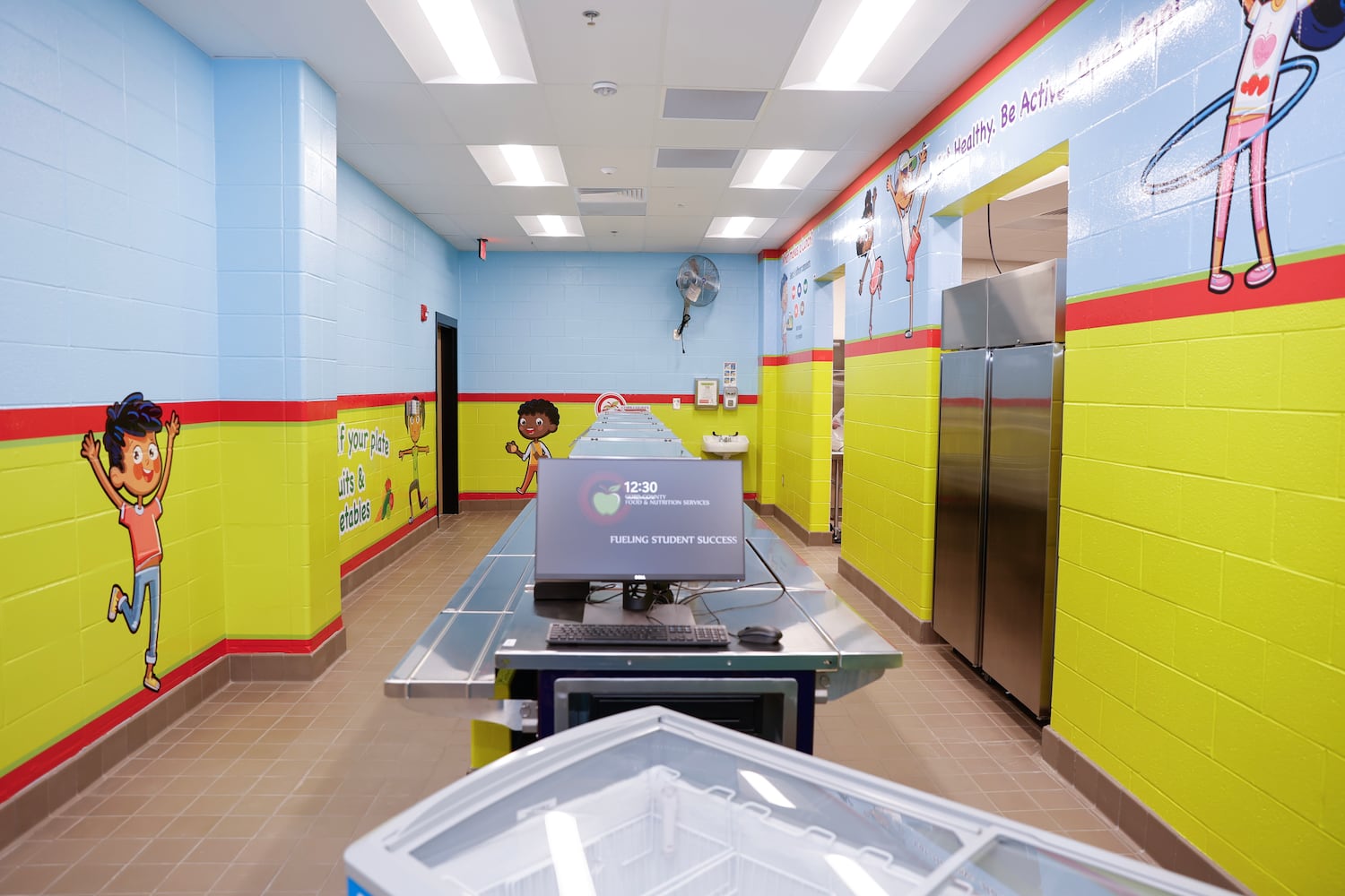 Views of the serving line in the cafeteria at Eastvalley Elementary School in Marietta shown on Monday, Oct. 16, 2023. (Natrice Miller/ Natrice.miller@ajc.com)