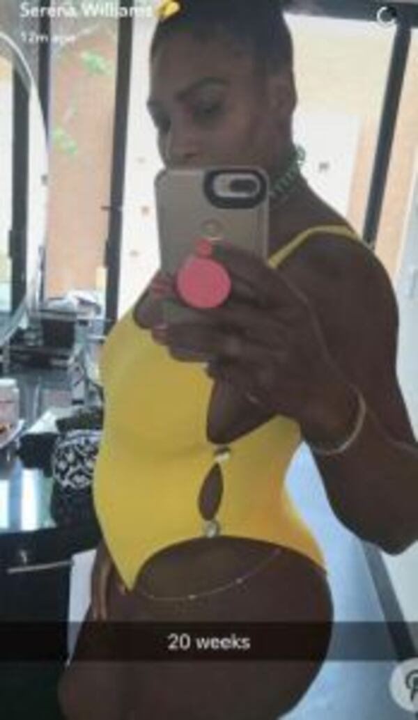 Williams posted a photo with the caption “20 Weeks” on Snapchat on Wednesday announcing her pregnancy. 