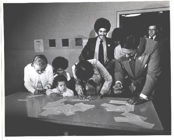 Maynard Jackson's family on election night. Jackson family photo.