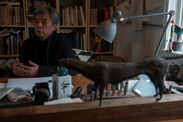 Pritzker Architecture Prize winner Chinese architect Liu Jiakun speaks during an interview in his office in Chengdu in southwestern China's Sichuan province on Sunday, March 2, 2025. (AP Photo/Ng Han Guan)