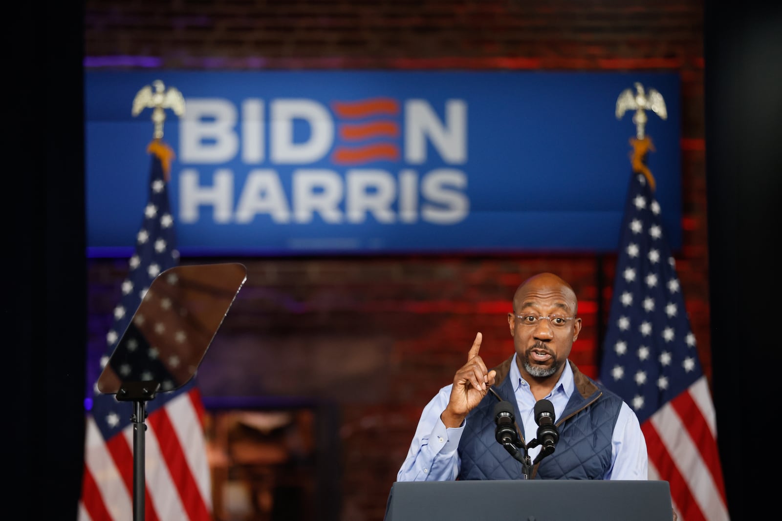 U.S. Sen. Raphael Warnock, D-Ga., spoke at President Joe Biden's rally in Atlanta in March.