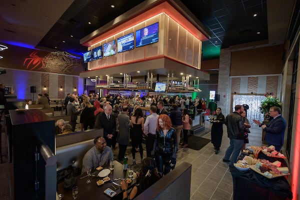 Lobby cocktail bars are becoming more common in theaters across the country. CMX CinéBistro Peachtree Corners’ Central Lounge Bar is on the high end of the trend. CONTRIBUTED BY CMX CINÉBISTRO / ROCA PHOTO