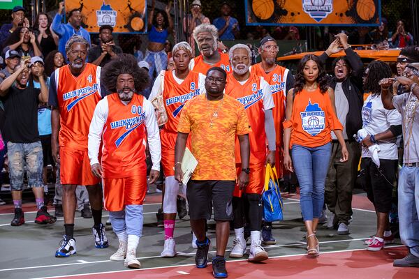 From L to R: From L to R: Chris Webber as âPreacher,â Nate Robinson as âBoots,â Lisa Leslie as âBetty Lou,â Shaquille OâNeal as âBig Fella,â Lil Rel Howery as âDax,â Kyrie Irving as âUncle Drew,â Reggie Miller as âLights,â and Erica Ash as âMayaâ in UNCLE DREW. Photo by Quantrell Colbert.