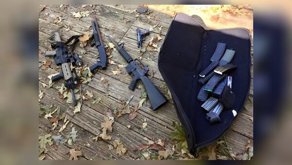 Two AR-15 rifles, a pistol grip shotgun and a handgun were found inside the Antique Way property. (Credit: Appalachian Regional Drug Enforcement Office)