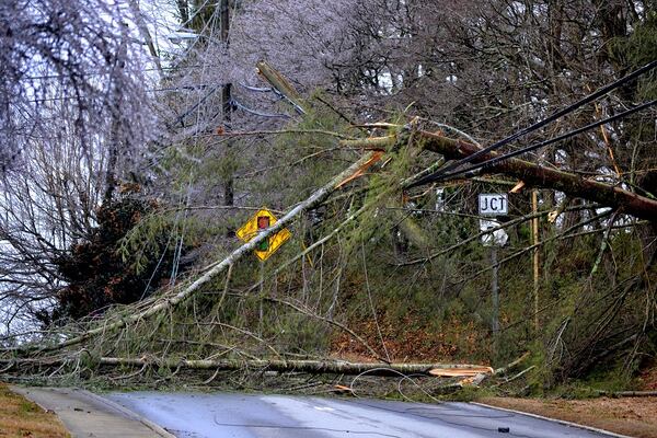 A major ice storm hit Cherokee County Monday evening and brought with it downed power lines and trees and hazardous driving conditions. (Credit: Cherokee County Fire and Emergency Services)