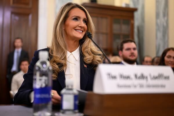 Kelly Loeffler on Wednesday during her confirmation hearing.