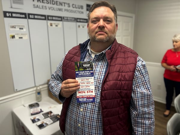 Robert Binion, a Milledgeville real estate agent, said a determined Trump campaign official sent frequent texts gently pressuring him to hit the pavement to knock on doors. Greg Bluestein/AJC