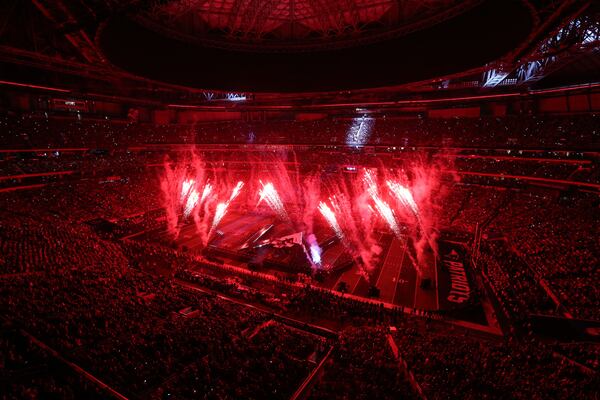 A look at the halftime show during Super Bowl LIII on Sunday, Feb. 3, 2019. (JOHN SPINK/JSPINK@AJC.COM)