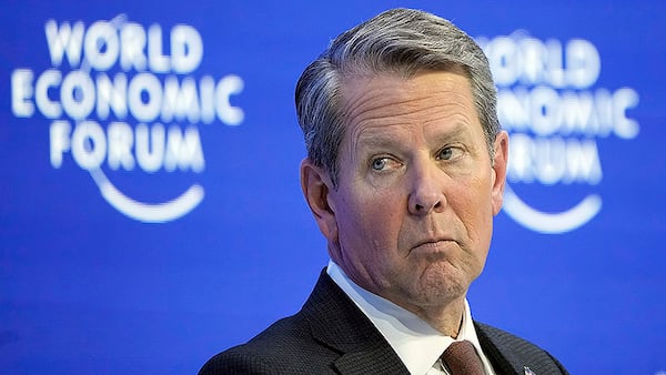 Georgia Gov. Brian Kemp attended a panel at the World Economic Forum in Davos, Switzerland in January. (Markus Schreiber/Associated Press)