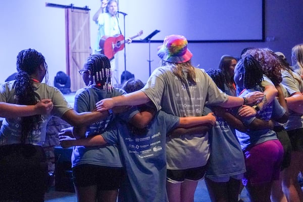 Campers enjoy a singing and dancing session during a recent week at Camp Kudzu, for kids and teenagers with Type 1 diabetes. Jennie Clayton/Special to the AJC