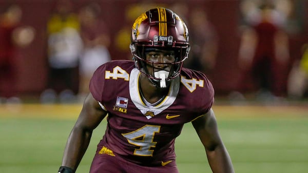 Minnesota defensive back Terell Smith during an NCAA football game on Thursday, Sept. 1, 2022 in Minneapolis. (AP Photo/Andy Clayton-King)