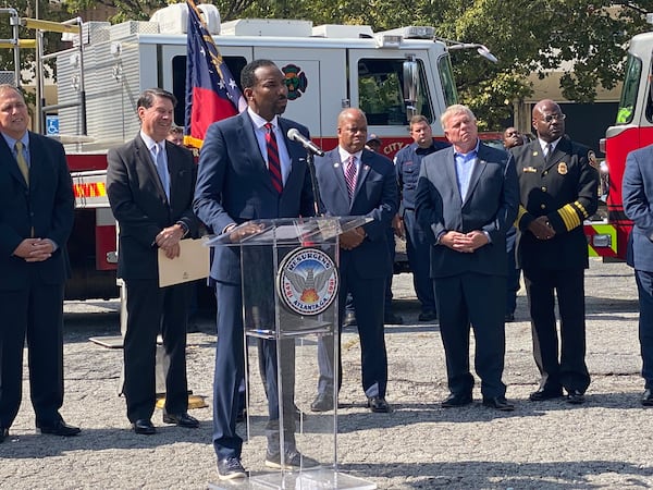 Dickens, leading a press conference outside the Atlanta Civic Center on Monday afternoon, said he believes Fulton has been insincere in mediation negotiations on the county allotment of LOST revenue to their respective cities. Credit: Adrianne Murchison