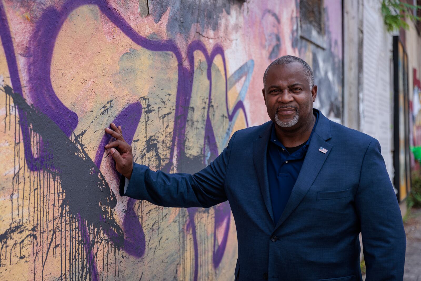 Jerome Edmondson, a board member of Butler Street Community Development Corporation, poses for a portrait in front of 229 Auburn Avenue in Atlanta on Wednesday, July 20, 2022. The 229 Auburn Avenue building is said to have housed the first Black bank in Georgia. (Arvin Temkar / arvin.temkar@ajc.com)