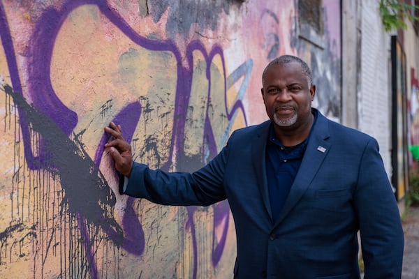 Jerome Edmondson, a board member of Butler Street Community Development Corporation, poses for a portrait in front of 229 Auburn Avenue in Atlanta on Wednesday, July 20, 2022. The 229 Auburn Avenue building is said to have housed the first Black bank in Georgia. (Arvin Temkar / arvin.temkar@ajc.com)