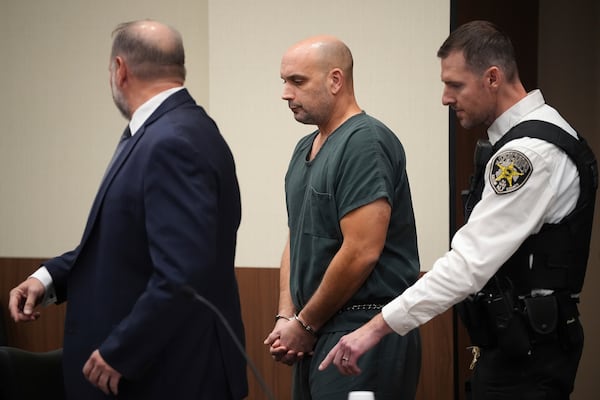 Sean M. Higgins, the driver charged with killing NHL hockey player Johnny Gaudreau and his brother Matthew as they bicycled on a rural road, appears at the Salem County, N.J., Courthouse, Tuesday, Nov. 12, 2024, in Salem, N.J. (AP Photo/Matt Slocum)