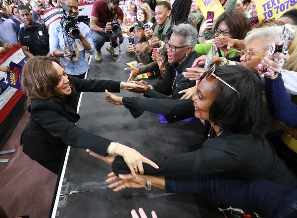 U.S. Senator Kamala D. Harris, D-California, works the crowd after her speech while holding a campaign rally at Morehouse College on Sunday, March 24, 2019, in Atlanta. Harris is one of the first presidential candidates to visit Georgia in the 2020 cycle.Curtis Compton/ccompton@ajc.com