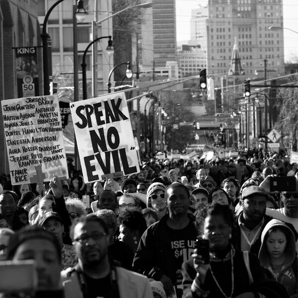 Sheila Pree Bright's "Reclaim MLK (Speak No Evil)" from her "1960 Now" series, 2015. The photo is on display at Spruill Gallery through Oct. 29. Photo: Courtesy of Sheila Pree Bright